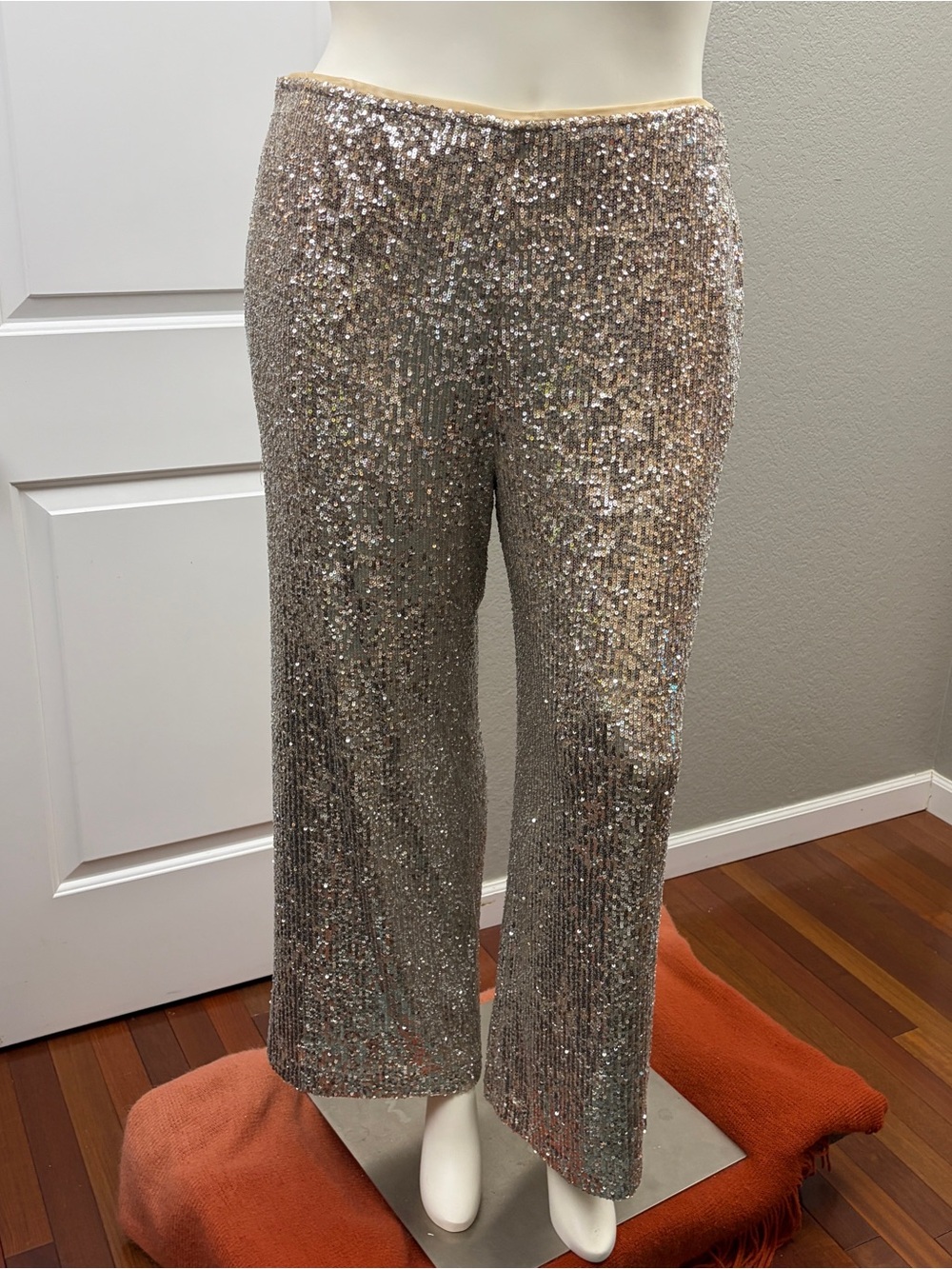 Marks & Spencer Champagne Sequin Wide-Leg Pants - Size 20UK/16US